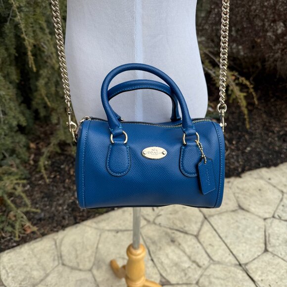 COACH BABY BENNETT SATCHEL CROSSBODY BAG Blue Leather - Picture 9 of 16